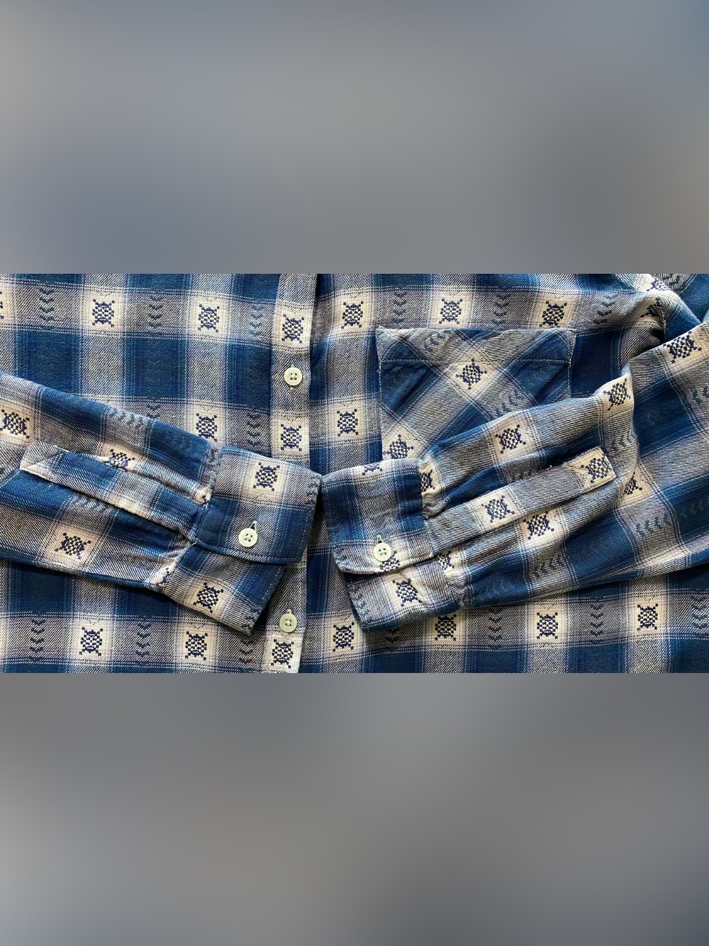 MUDD Y2K western Boho grunge, blue and white plaid shirt - Picture 7 of 13